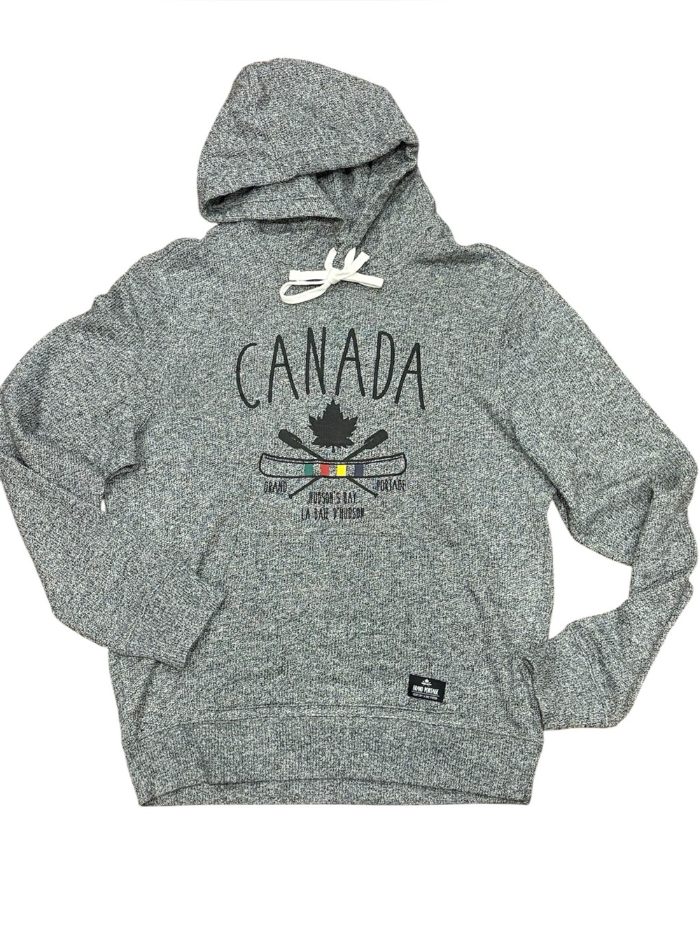 Grand Portage Canada Graphic Hooded Men's Sweatshirt features iconic HBC Canoe